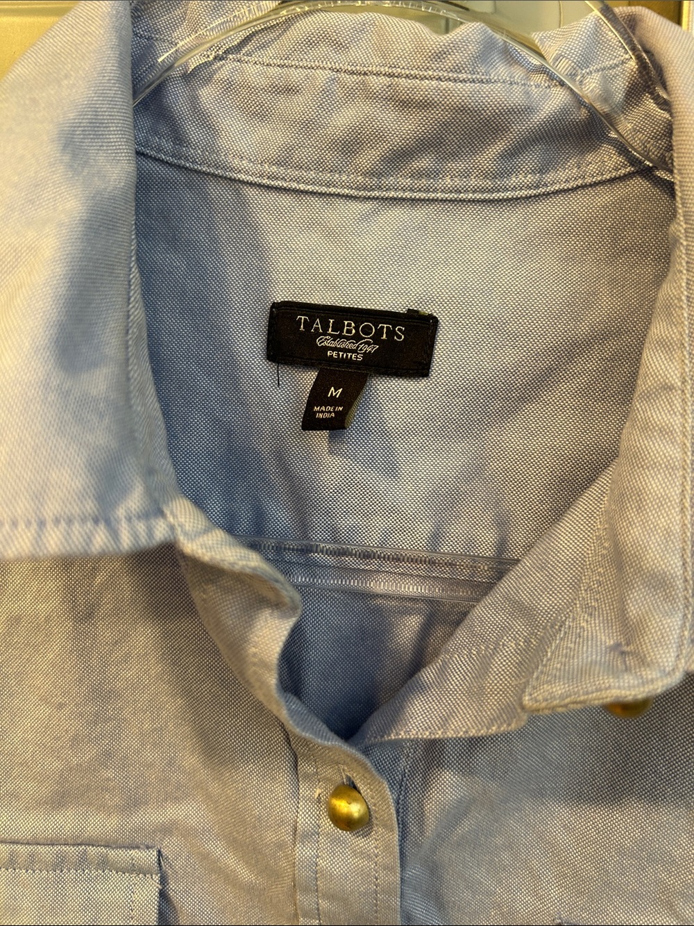 Vintage Talbots Light Blue Button-Popover Shirt with Epaulettes - Picture 3 of 10